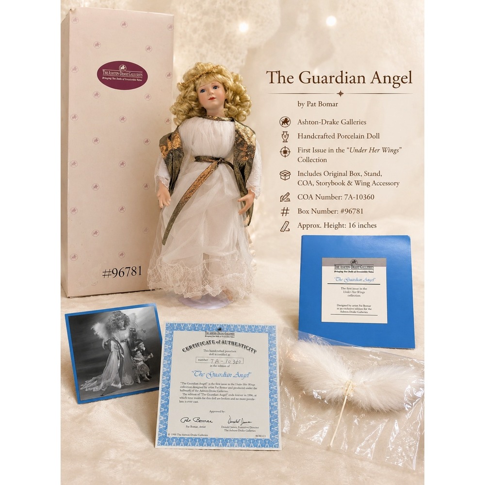 Ashton-Drake The Guardian Angel Porcelain Doll Pat Bomar Under Her Wings 16" COA